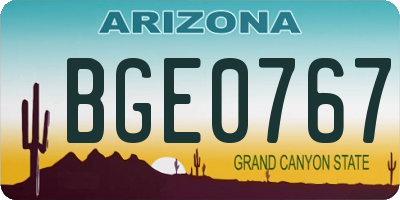 AZ license plate BGE0767