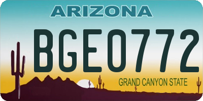 AZ license plate BGE0772