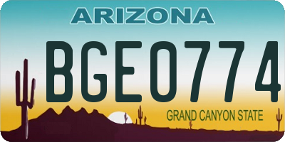 AZ license plate BGE0774