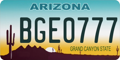 AZ license plate BGE0777