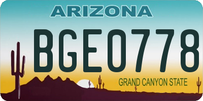 AZ license plate BGE0778