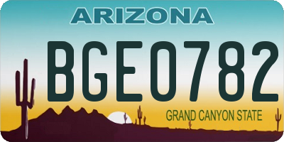 AZ license plate BGE0782