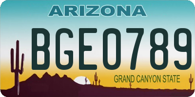 AZ license plate BGE0789