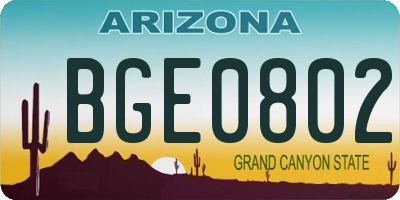 AZ license plate BGE0802