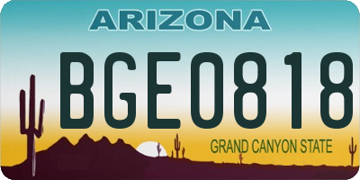 AZ license plate BGE0818