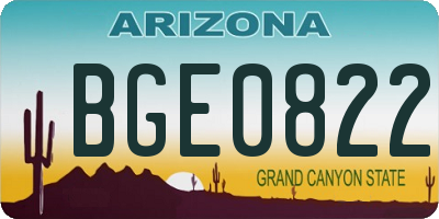 AZ license plate BGE0822