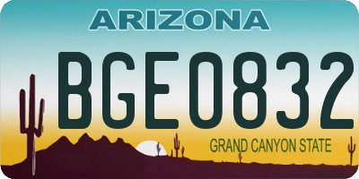 AZ license plate BGE0832
