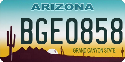 AZ license plate BGE0858