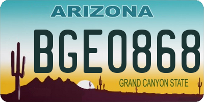 AZ license plate BGE0868