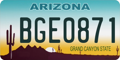 AZ license plate BGE0871