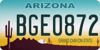 AZ license plate BGE0872