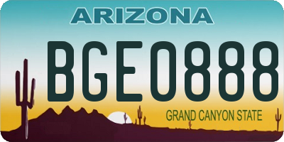 AZ license plate BGE0888