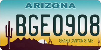 AZ license plate BGE0908