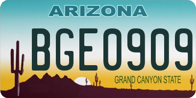AZ license plate BGE0909