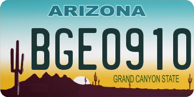 AZ license plate BGE0910