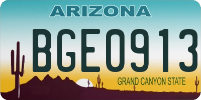 AZ license plate BGE0913