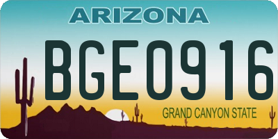 AZ license plate BGE0916