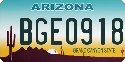 AZ license plate BGE0918