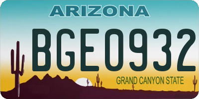 AZ license plate BGE0932