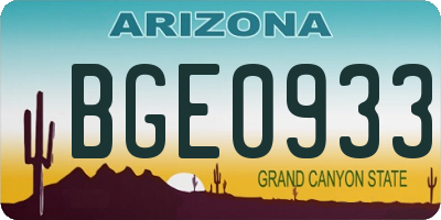 AZ license plate BGE0933