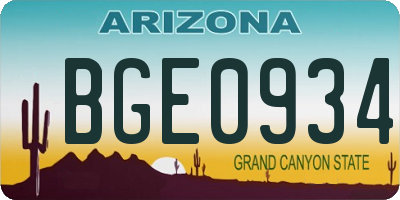 AZ license plate BGE0934