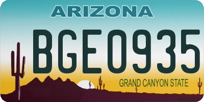 AZ license plate BGE0935