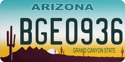 AZ license plate BGE0936