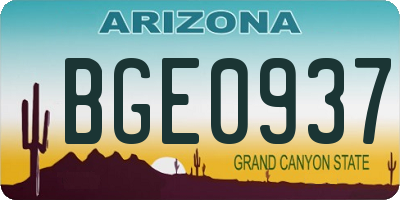 AZ license plate BGE0937