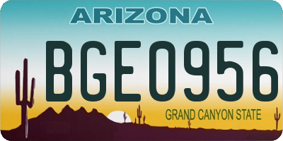 AZ license plate BGE0956