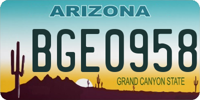 AZ license plate BGE0958