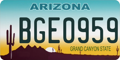 AZ license plate BGE0959