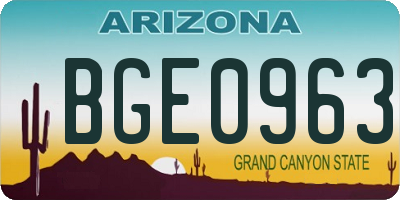 AZ license plate BGE0963