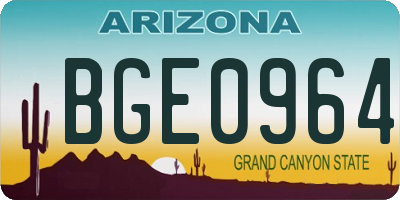 AZ license plate BGE0964