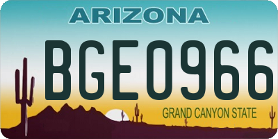 AZ license plate BGE0966