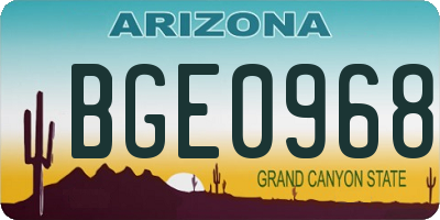 AZ license plate BGE0968