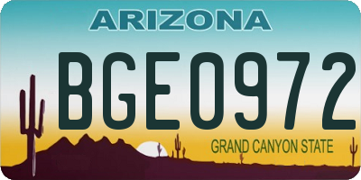 AZ license plate BGE0972