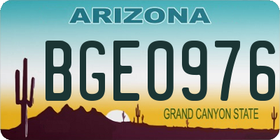 AZ license plate BGE0976