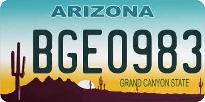AZ license plate BGE0983
