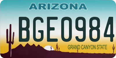 AZ license plate BGE0984