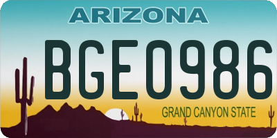 AZ license plate BGE0986