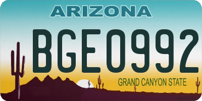 AZ license plate BGE0992