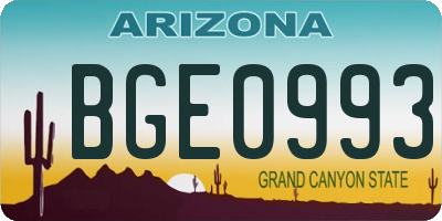 AZ license plate BGE0993