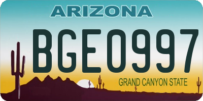 AZ license plate BGE0997