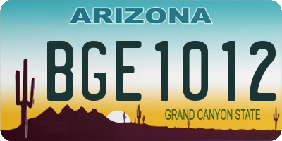AZ license plate BGE1012