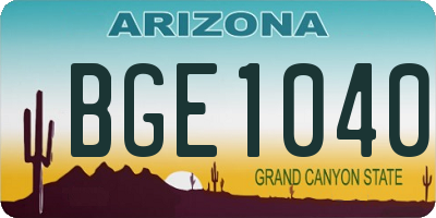 AZ license plate BGE1040