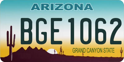 AZ license plate BGE1062