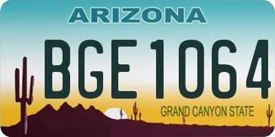AZ license plate BGE1064