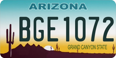 AZ license plate BGE1072