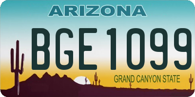 AZ license plate BGE1099