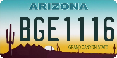 AZ license plate BGE1116